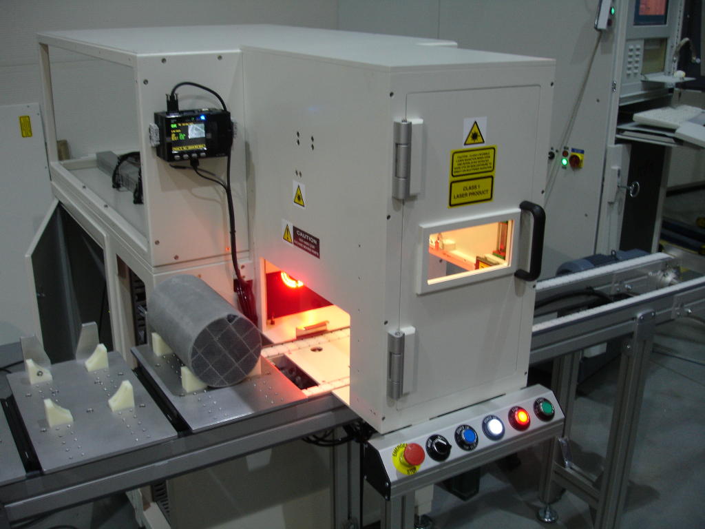 A Laser Marking System being tested in the workshop