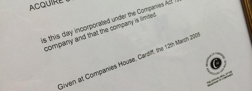 our certificate from companies house