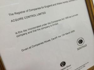 our certificate from companies house